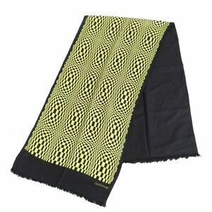 Gianni Versace Geometric Pattern Silk Shawl Yellow Black Size 45 X 160cm